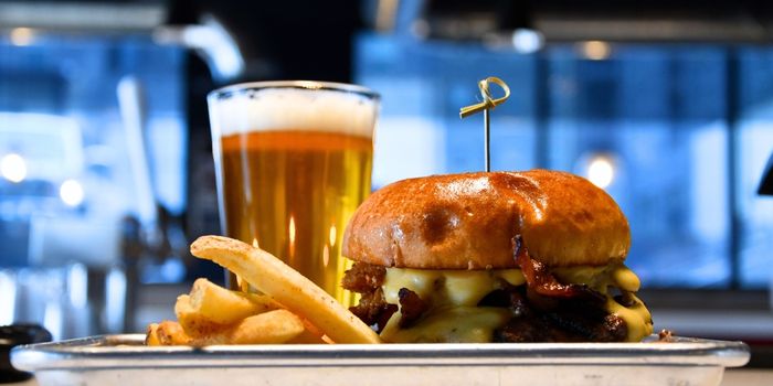 Brown Bag Burger with local beer